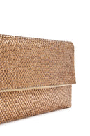 Women's Gold Long Chain Strap Stone Evening Clutch Bag | Derimod