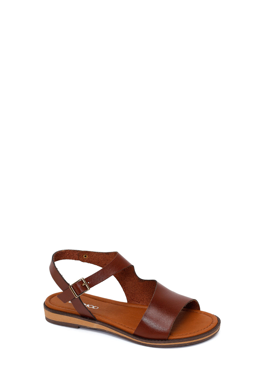 Women's Brown Buckle Leather Bodrum Sandals