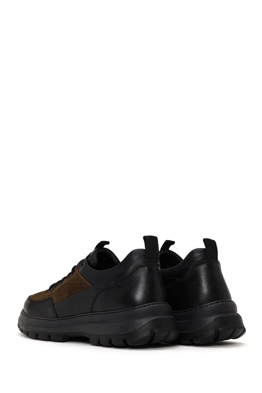 Male Khaki Lace-up Thick-soled Leather Casual Shoes