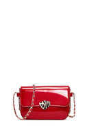 Women's Red Long Strap Patent Leather Crossbody Bag | Derimod