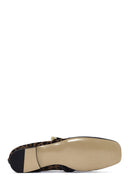 Women's Brown Buckle Detailed Leopard Patterned Leather Ballerinas | Derimod