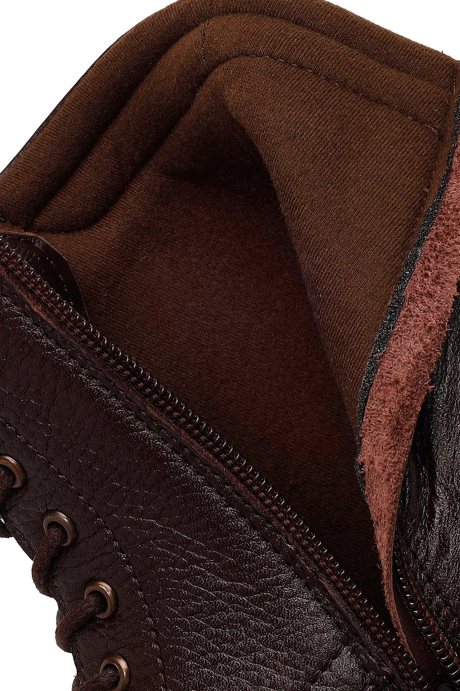 Erkek Kahverengi Bağcıklı Fermuarlı Deri Casual Bot