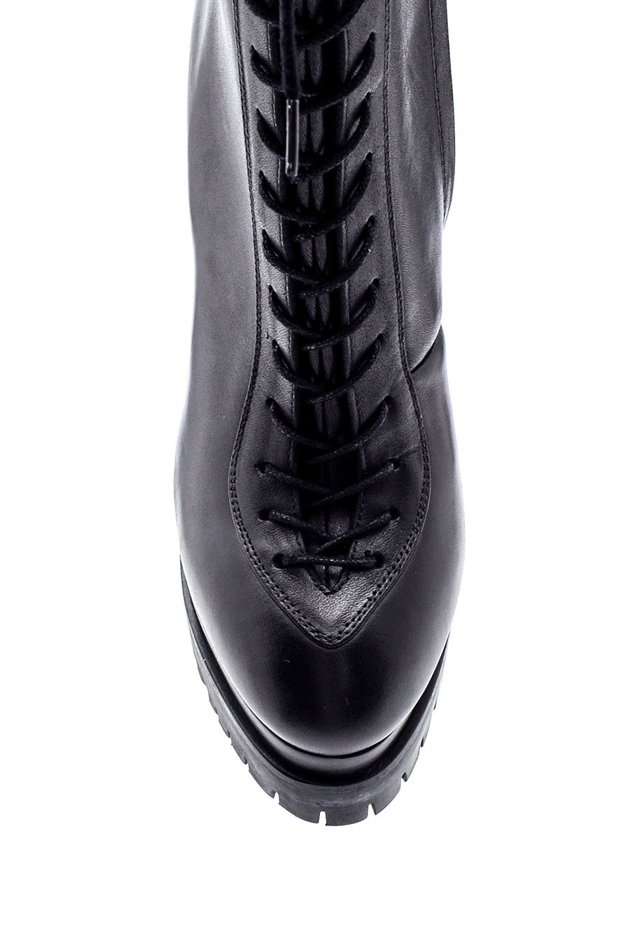 Kadın Siyah Deri Platform Yüksek Topuklu Bot