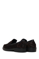 Woman Leopard Print Furry Leather Masculine Loafer | Derimod