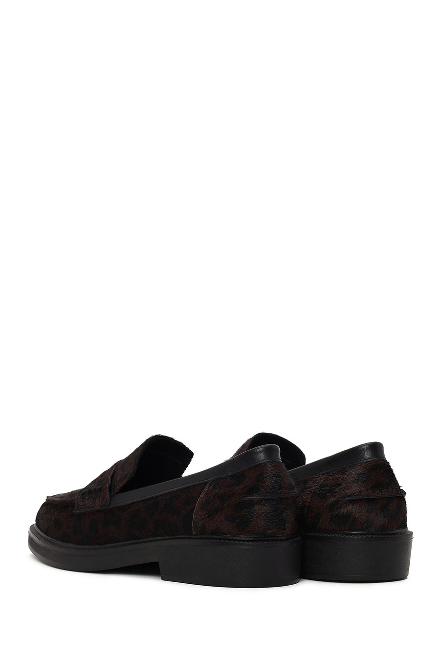 Woman Leopard Print Furry Leather Masculine Loafer