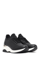 Kadın Siyah Bağcıklı Dolgu Topuklu Sneaker | Derimod