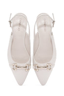 Women's Cream Accessory Open Back Ballerinas | Derimod