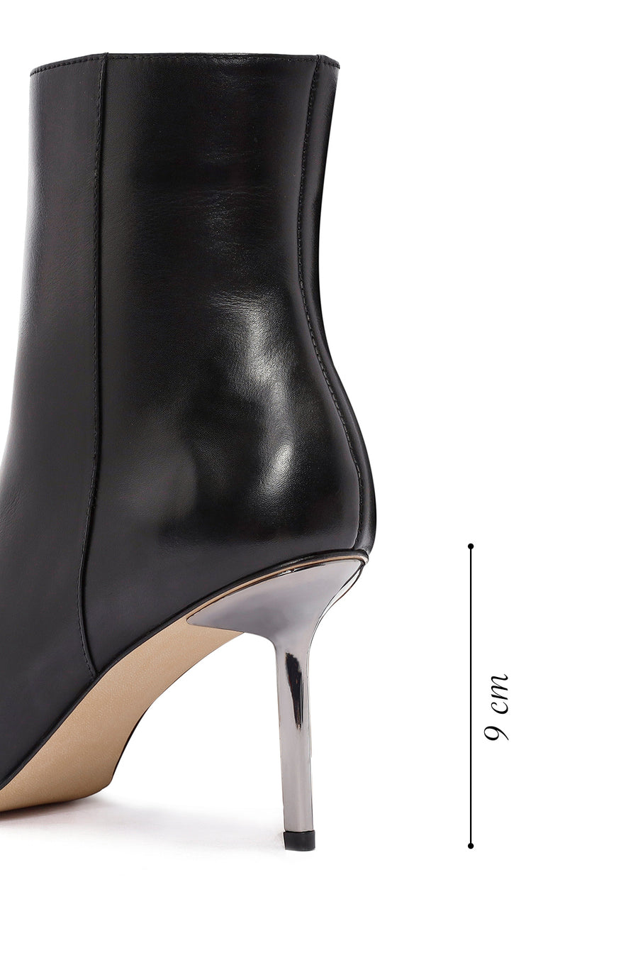 Women's Black Metal Detailed Thin High Heel Leather Boots