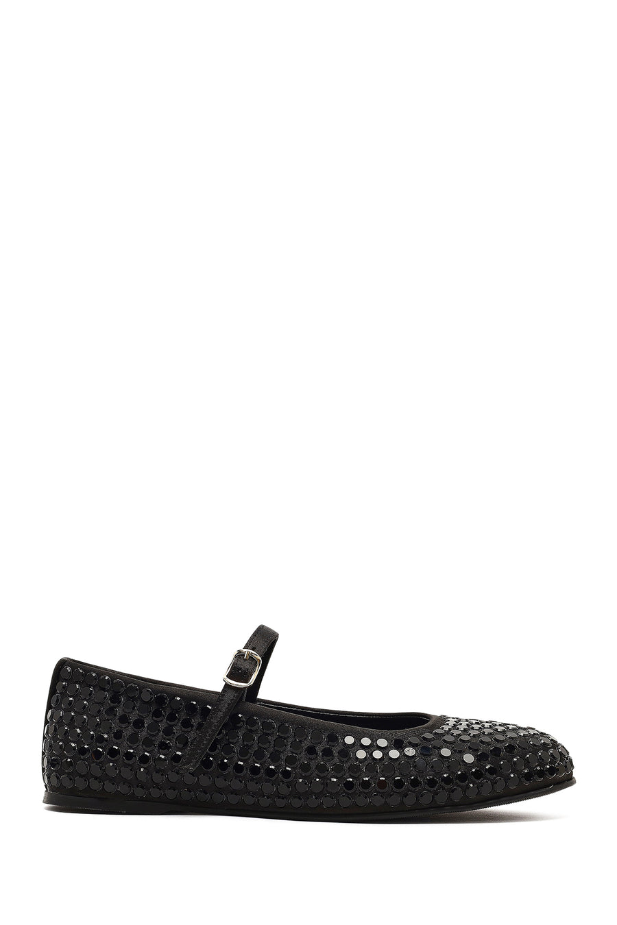 Women's Black Stone Leather Ballet Flats 25AFD1844TS | Derimod