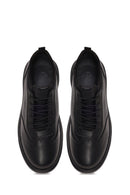 Male Black Lace-Up Thick-Soled Leather Sneaker | Derimod