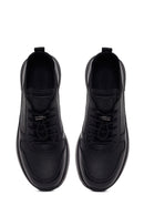 Erkek Siyah Bağcıklı Kalın Tabanlı Deri Sneaker | Derimod