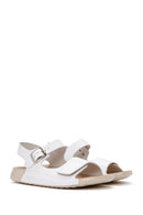 Women's White Ankle Strap Leather Comfort Sandals | Derimod