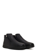 Male Black Zip Closure Leather Boots | Derimod