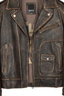 Carter Men's Brown Biker Leather Coat | Derimod