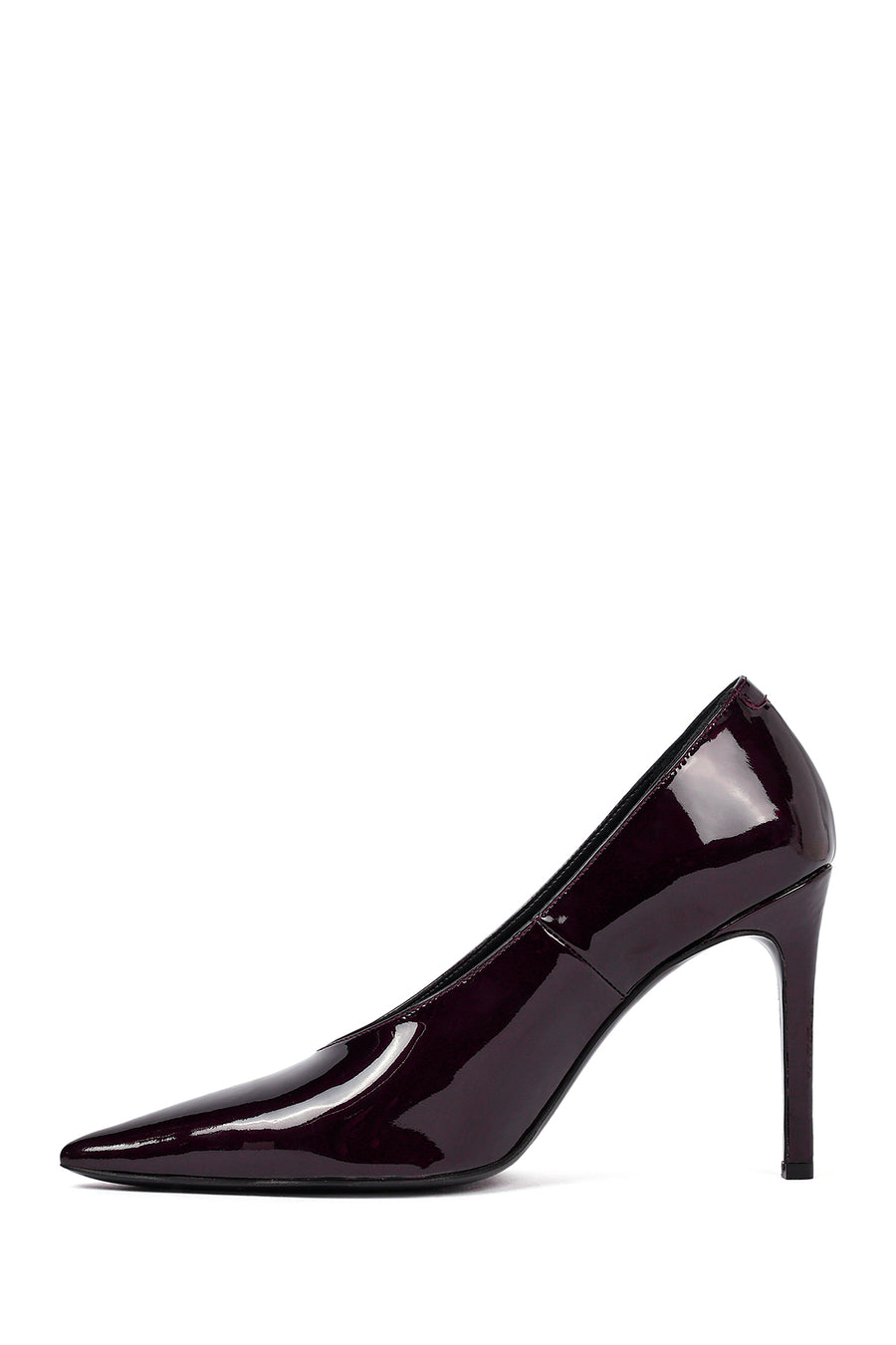 Women's Burgundy Thin Heeled Patent Leather Stiletto
