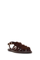 Woman Brown Buckled Suede Leather Sandals | Derimod