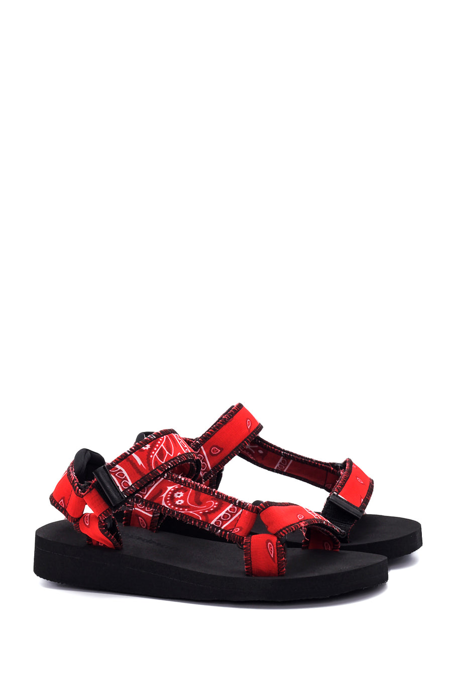 Women's Red Patterned Flat Sandals