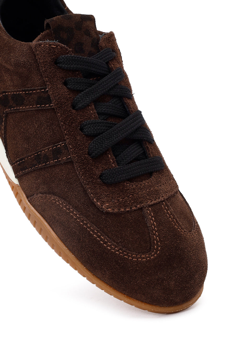 Woman Brown Laced Suede Leather Sneakers