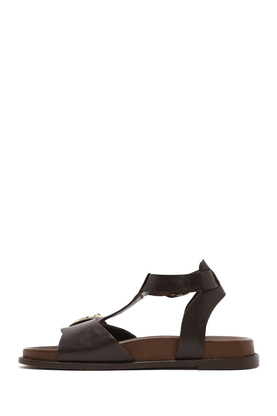 Women's Brown Ankle Strap Leather Sandals