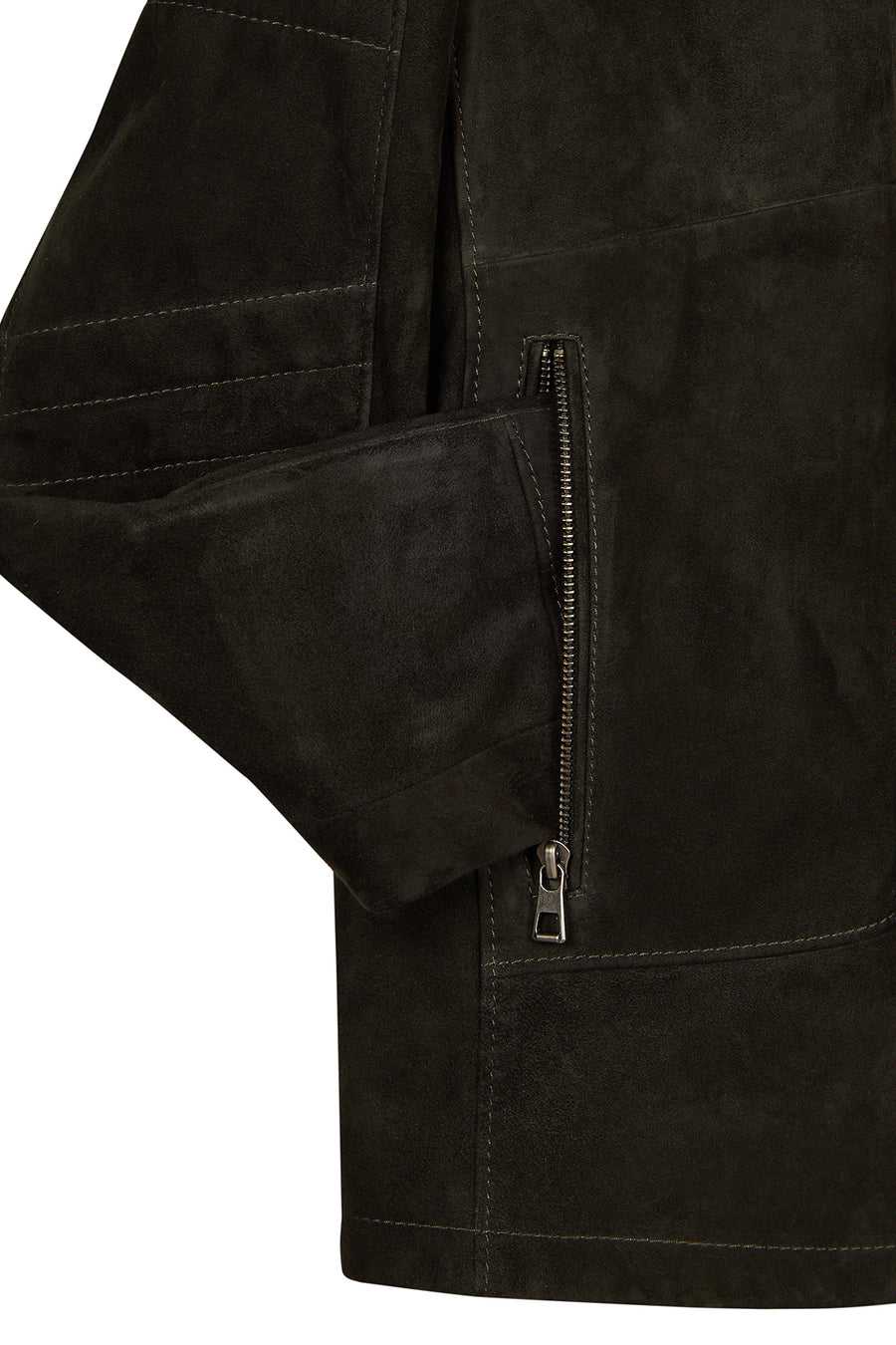 Lorenzo Male Gray Stand Collar Suede Leather Jacket