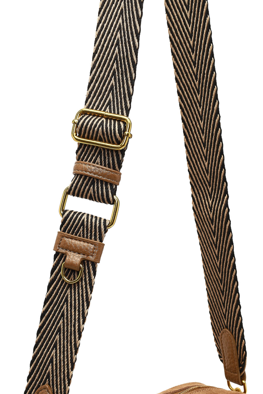 Woman Tan Long-Strap Suede Crossbody Bag