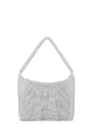 Women's Silver Long Chain Strap Stone Mini Evening Handbag | Derimod
