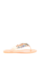 Women's Pink Transparent Stone Flip Flops | Derimod