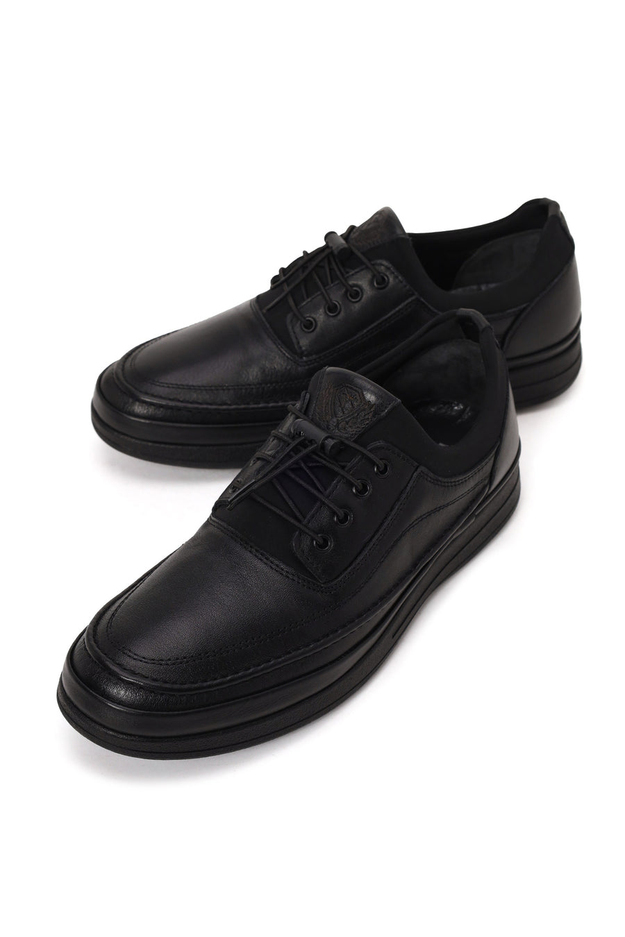 Male Black Lace-Up Leather Casual Shoes