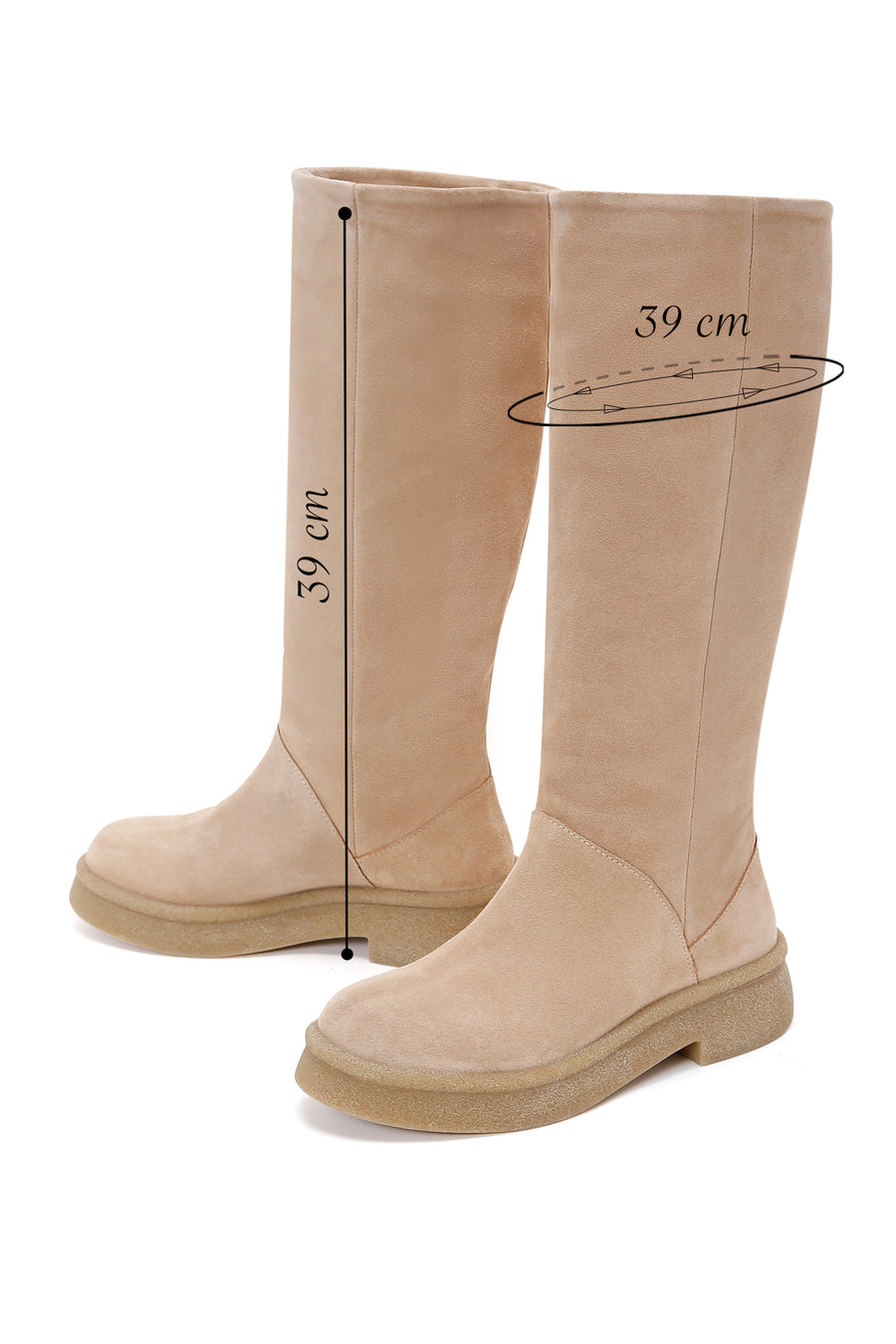 Women's Beige Suede Leather Boots