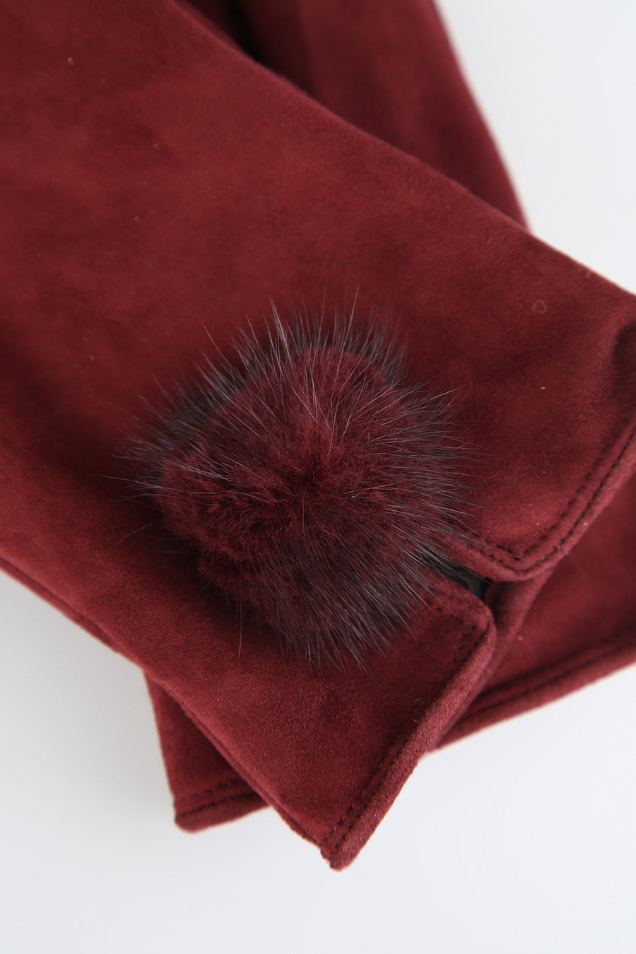 Women's Burgundy Suede Leather Gloves