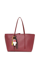 Woman Burgundy Accessory-Detail Printed Shoulder Bag | Derimod