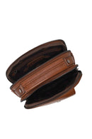 Male Brown Mini Leather Handbag | Derimod