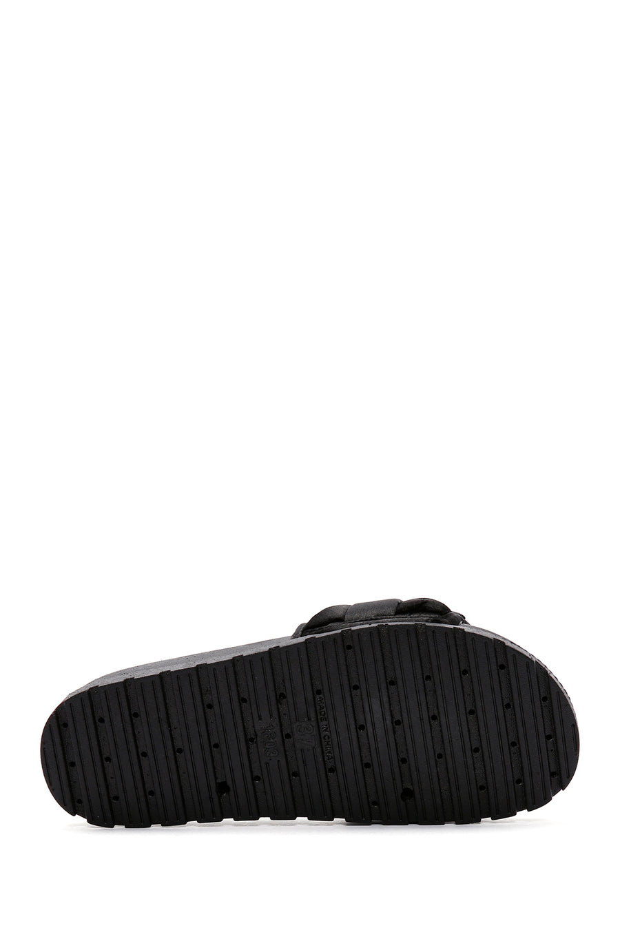 Women's Black Knitted Detailed Jelly Slippers
