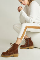 Lace-Up Women's Suede Boots | Derimod