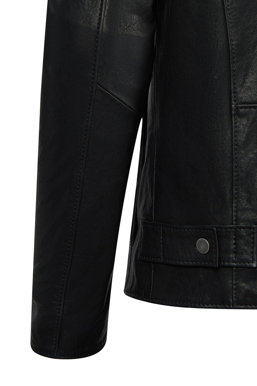 Endrick Male Black Slim-Fit Leather Jacket