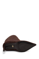 Woman Brown Short Thin-Heeled Suede Short Boots | Derimod