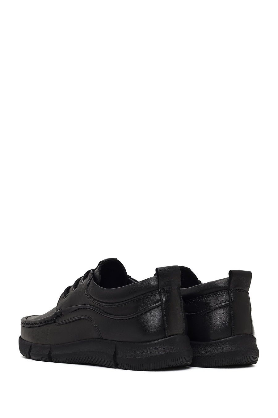 Men's Black Lace-Up Leather Casual Shoes