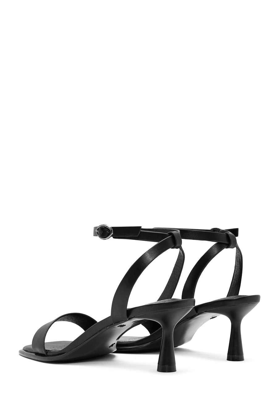 Women's Black Ankle Strap Heeled Sandals