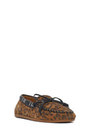 Kadın Leopar Desenli Süet Deri Loafer | Derimod