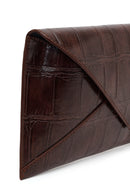 Woman Brown Croc-Pattern Clutch Bag | Derimod