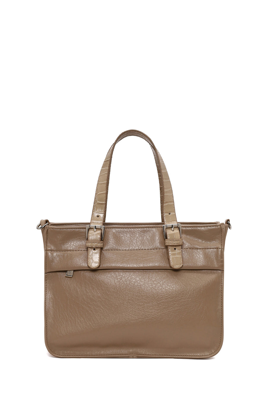 Woman Dark Beige Long-Strap Shoulder Bag