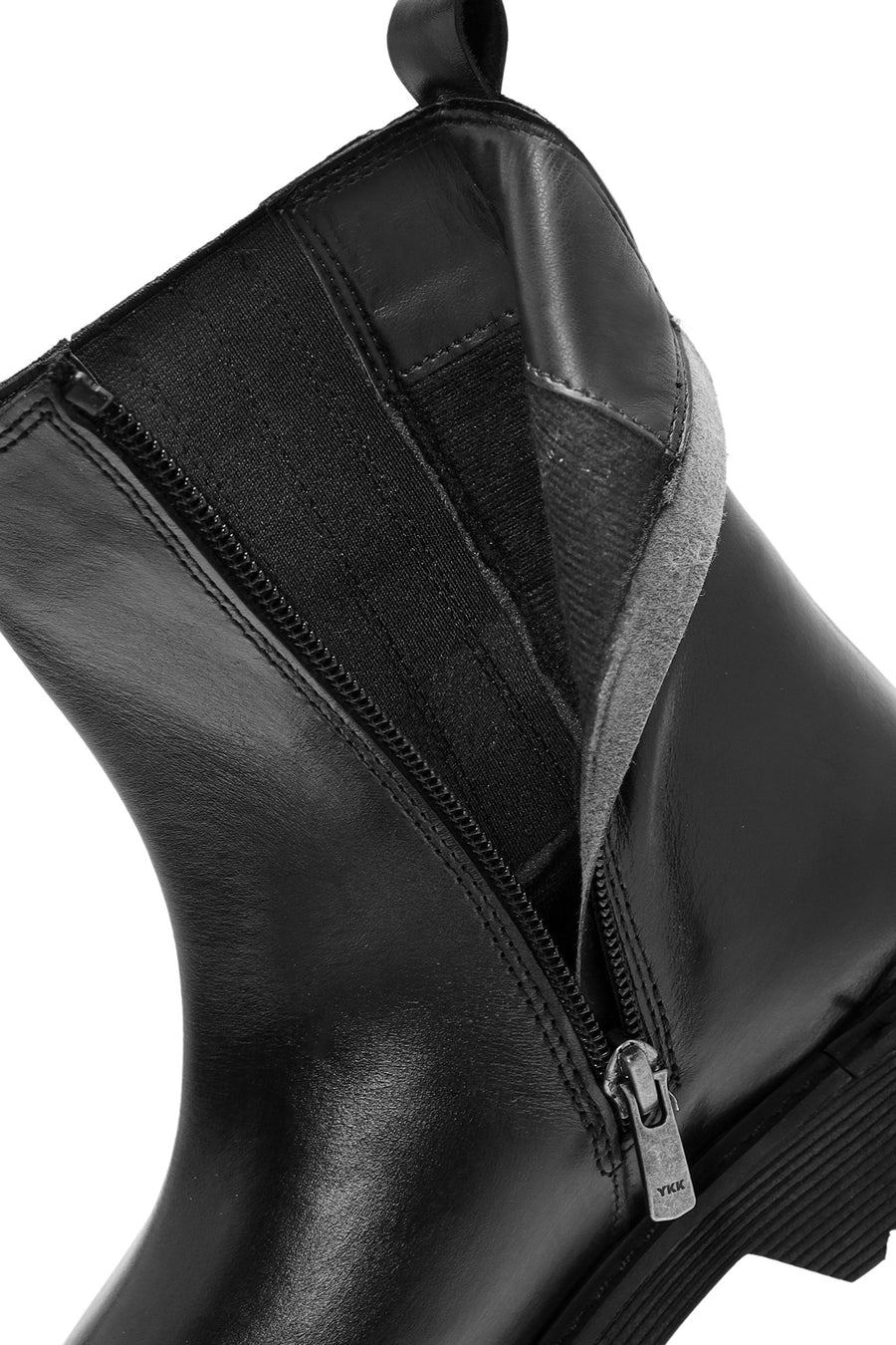 Women's Black Zippered Leather Chelsea Boots