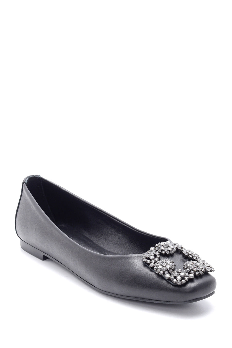 Women's Leather Stone Ballerinas