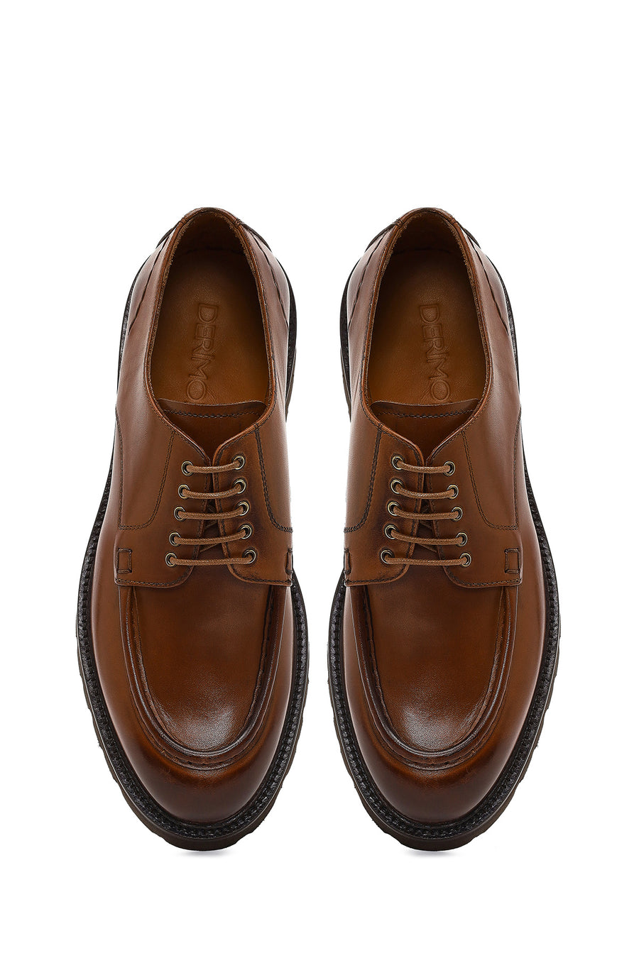 Men's Brown Lace-Up Thick Sole Leather Casual Shoes