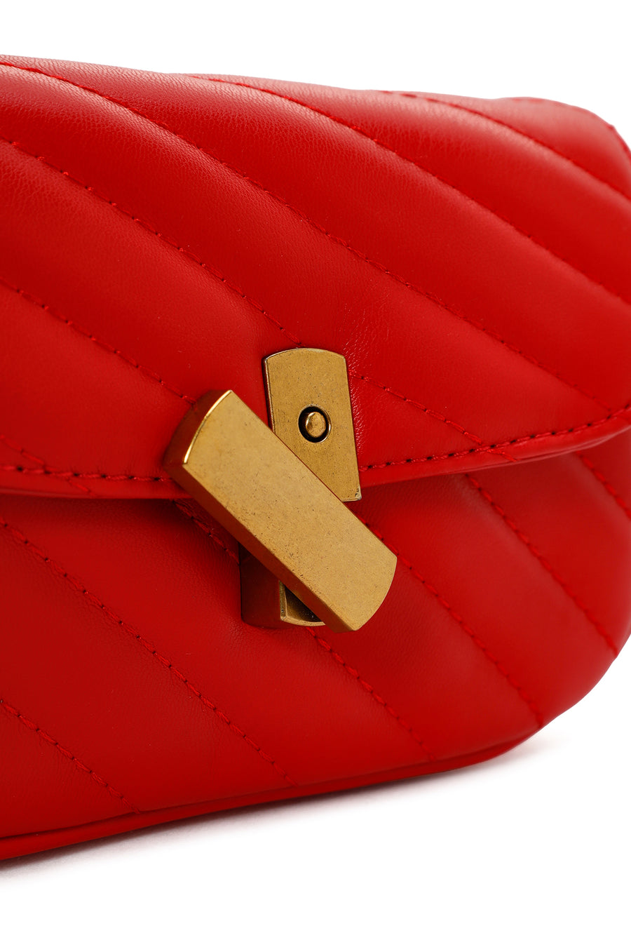 Women's Red Long Strap Quilted Crossbody Bag