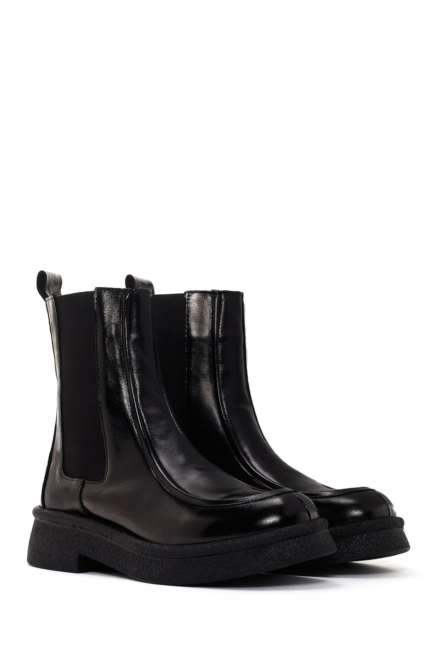 Women's Black Patent Leather Classic Chelsea Boots