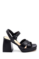 Women's Casual Platform Heeled Leather Sandals | Derimod