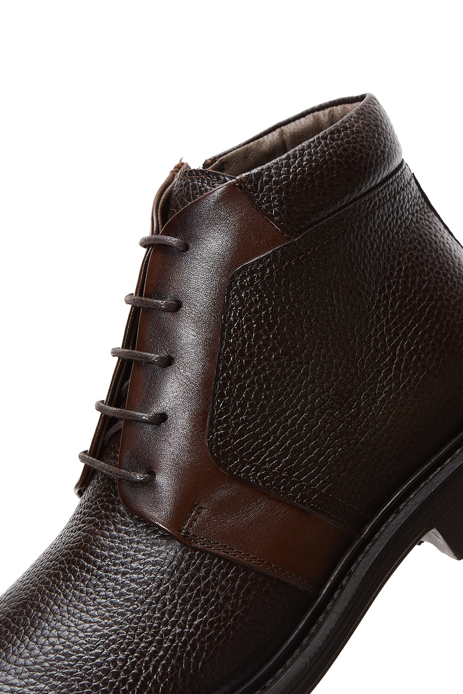 Men's Brown Leather Zippered Casual Boots