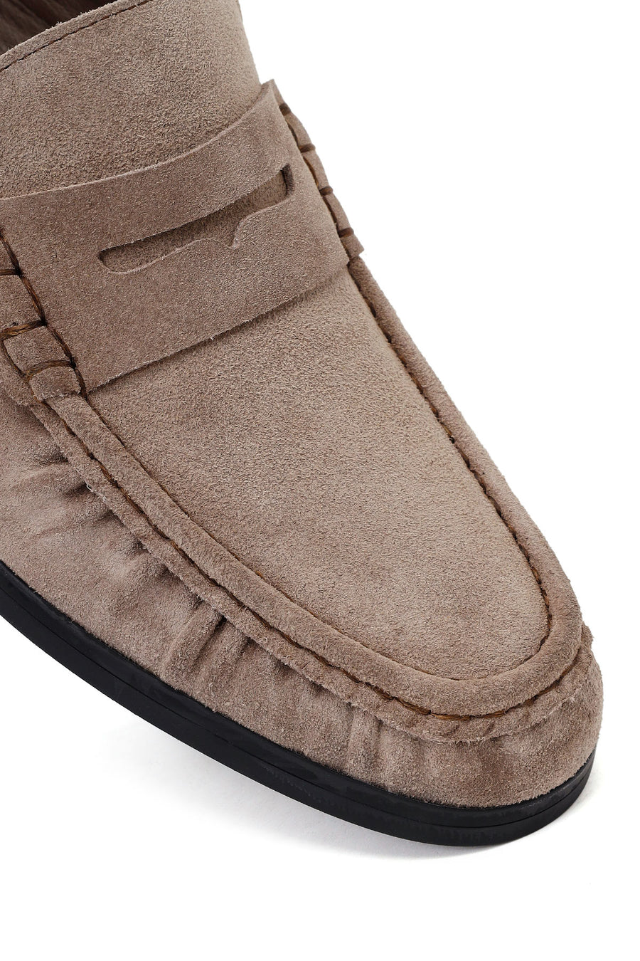 Erkek Gri Süet Deri Casual Loafer