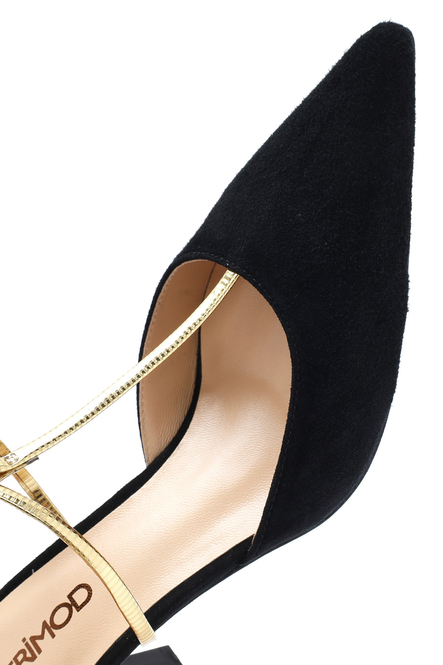 Women's Black Ankle Strap Thin Heel Suede Leather Shoes